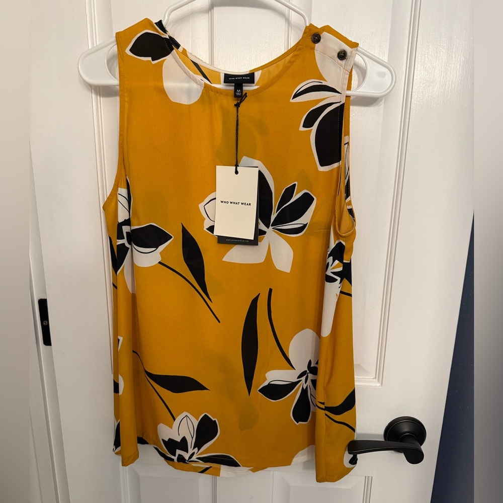 Yellow and Black Floral Blouse